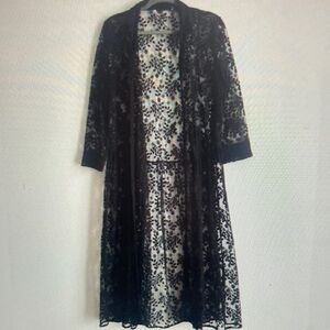 Black Lace Long Cardigan
